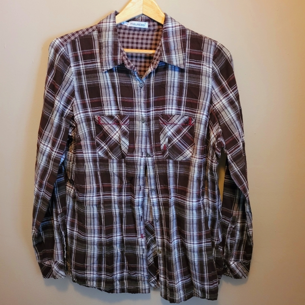 Maurices Purple Plaid Top